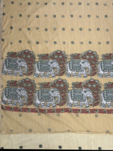 MIMOSA Chiku Banarasi Linen Saree — pallu and zari work detail
