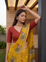 MIMOSA Gold Banarasi Linen Saree — pose 10 styling detail