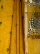 MIMOSA Gold Banarasi Linen Saree — fleets shot full lifestyle