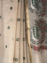 MIMOSA Half White Banarasi Linen Saree — fleets shot full lifestyle