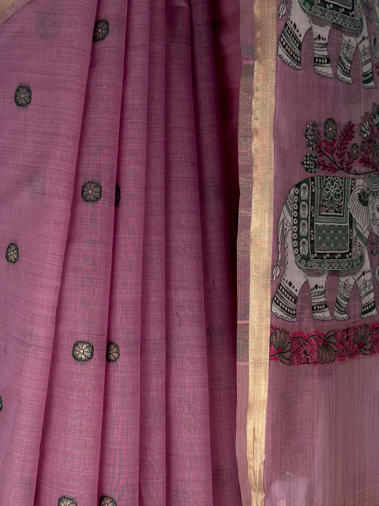 MIMOSA Pink Banarasi Linen Saree — fleets shot full lifestyle