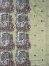 MIMOSA Pista Banarasi Linen Saree — pallu and zari work detail