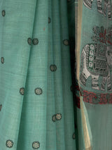 MIMOSA Rama Banarasi Linen Saree — fleets shot full lifestyle