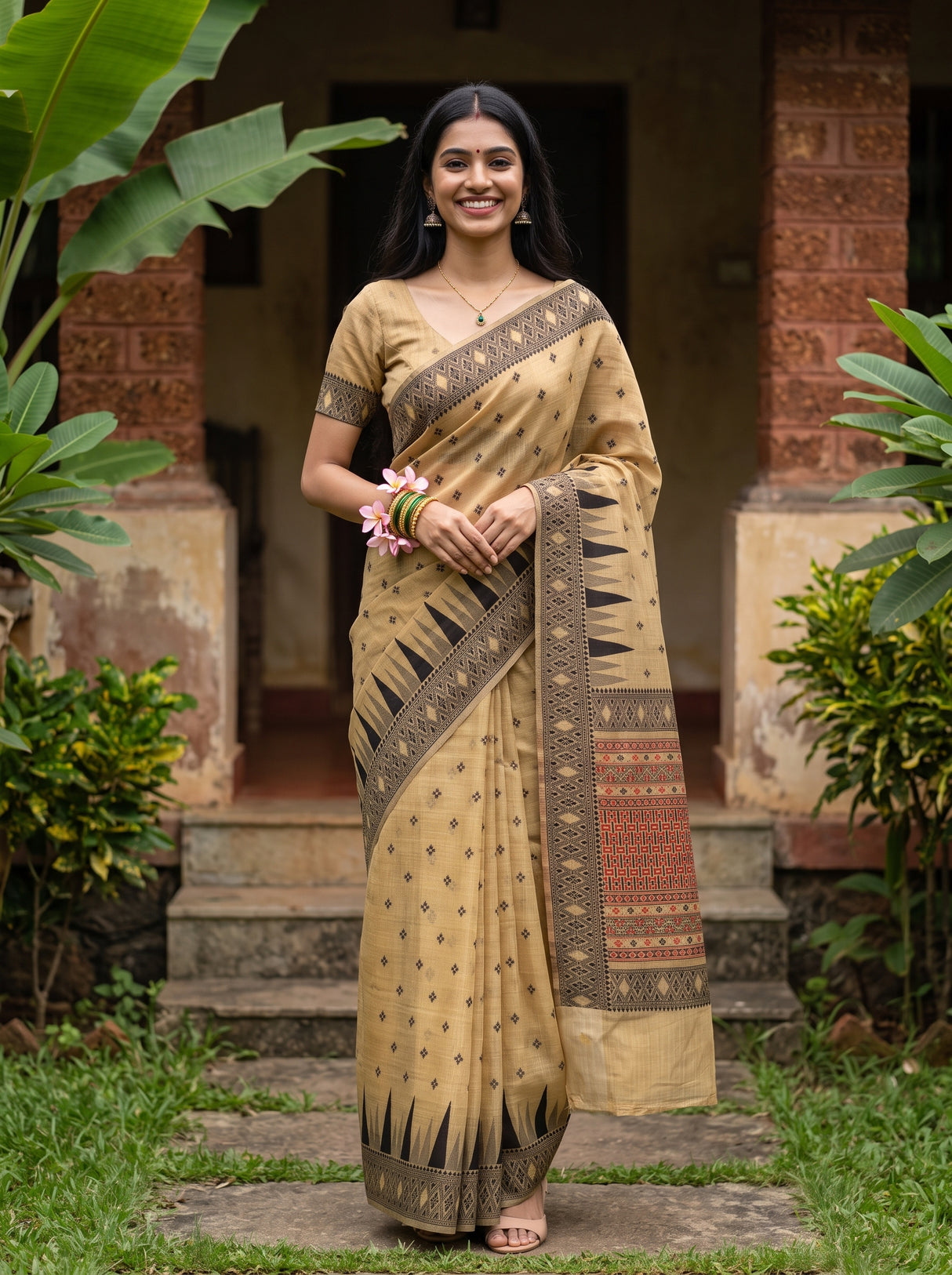 MIMOSA Chiku Saree Saree — front view on mannequin