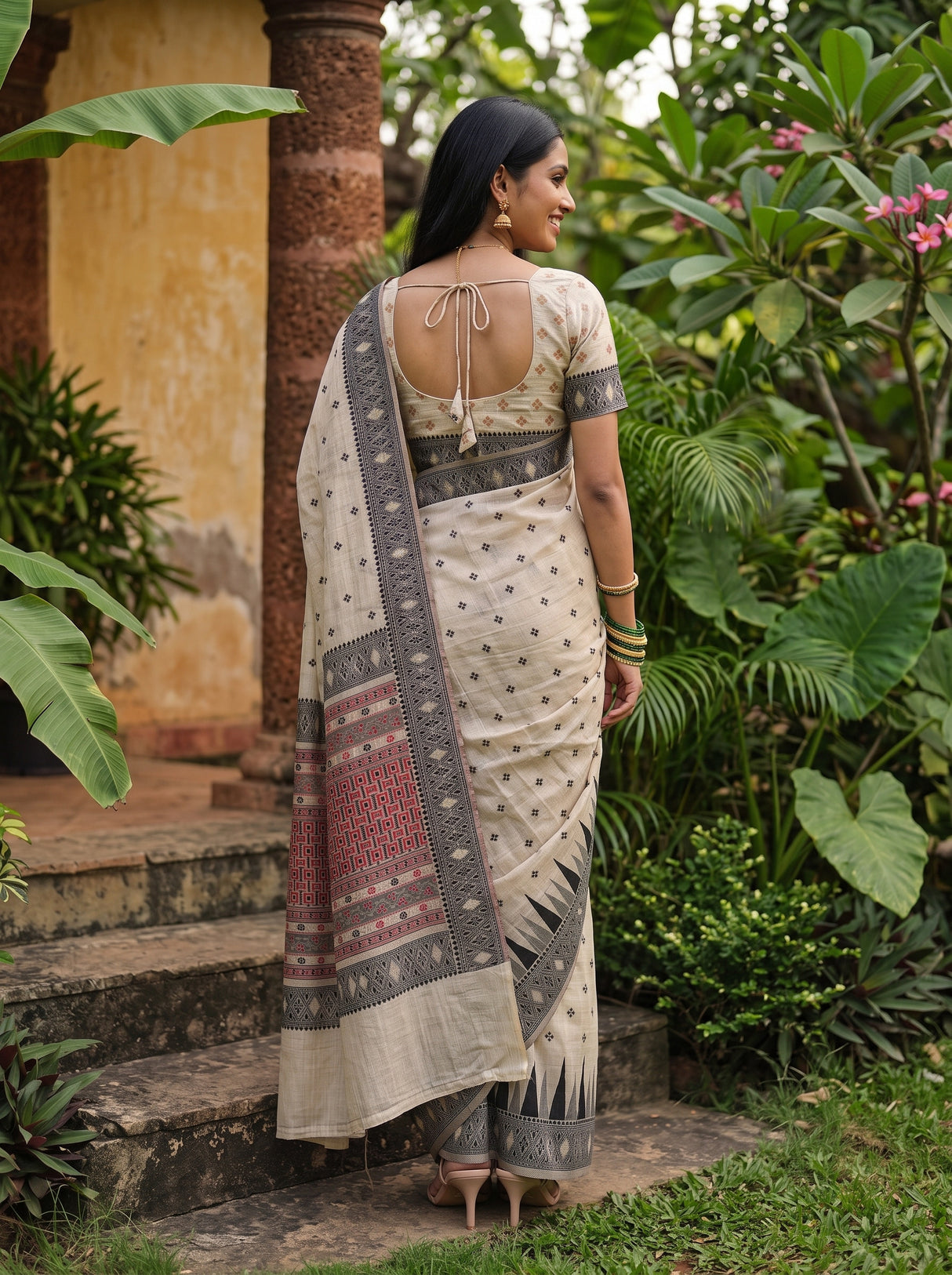 MIMOSA Half White Saree Saree — pose 2 styling detail