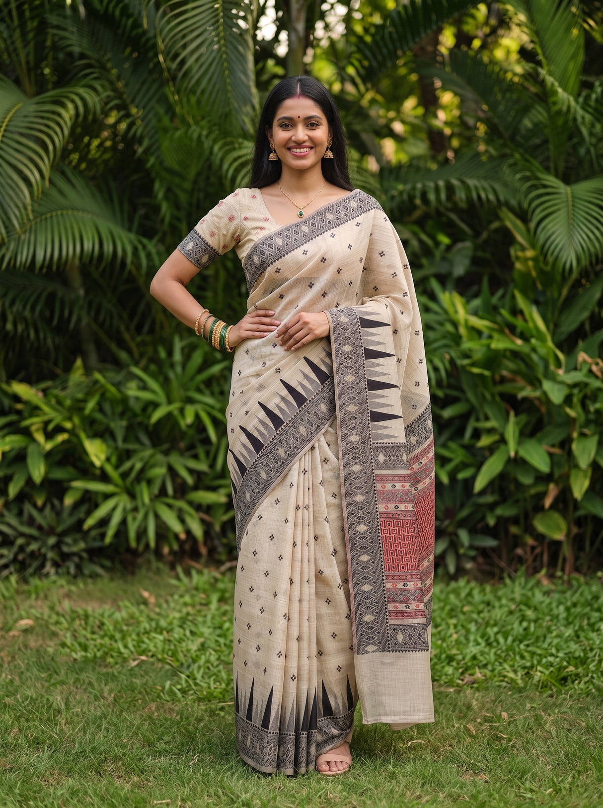 MIMOSA Half White Saree Saree — pose 4 styling detail