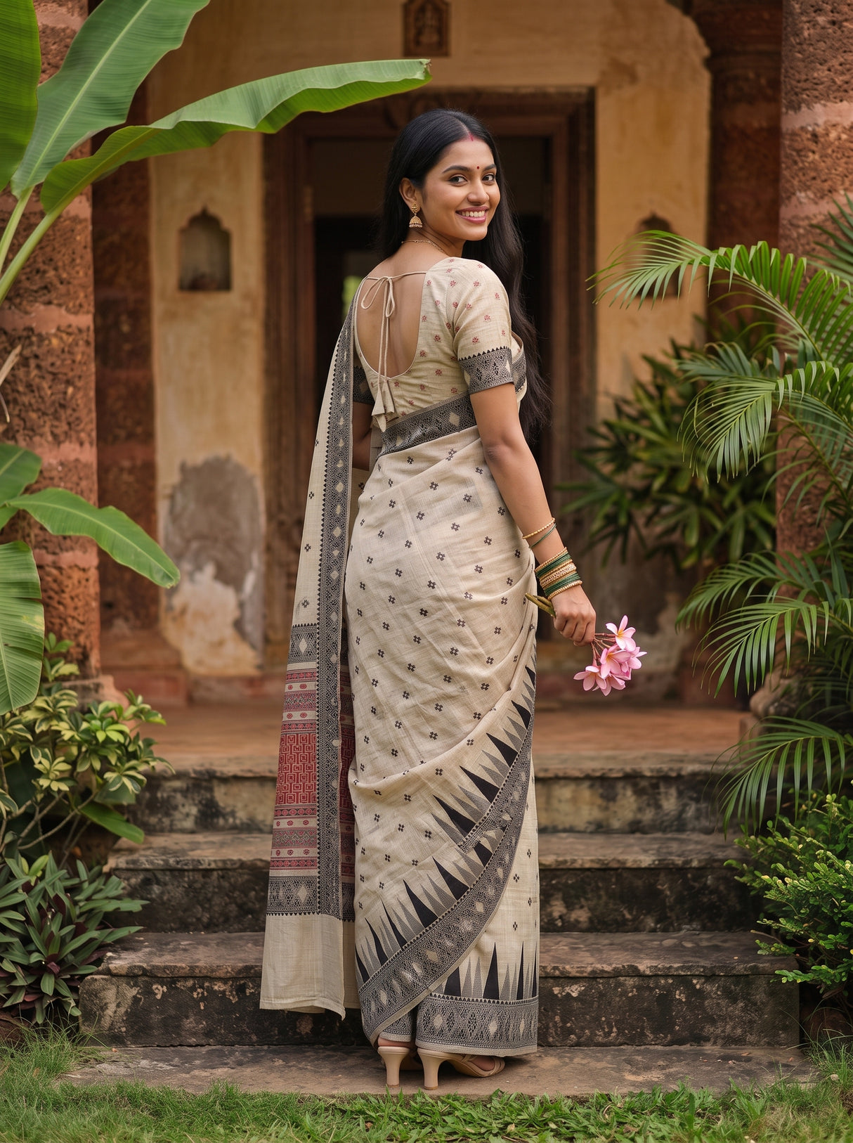 MIMOSA Half White Saree Saree — pose 7 styling detail