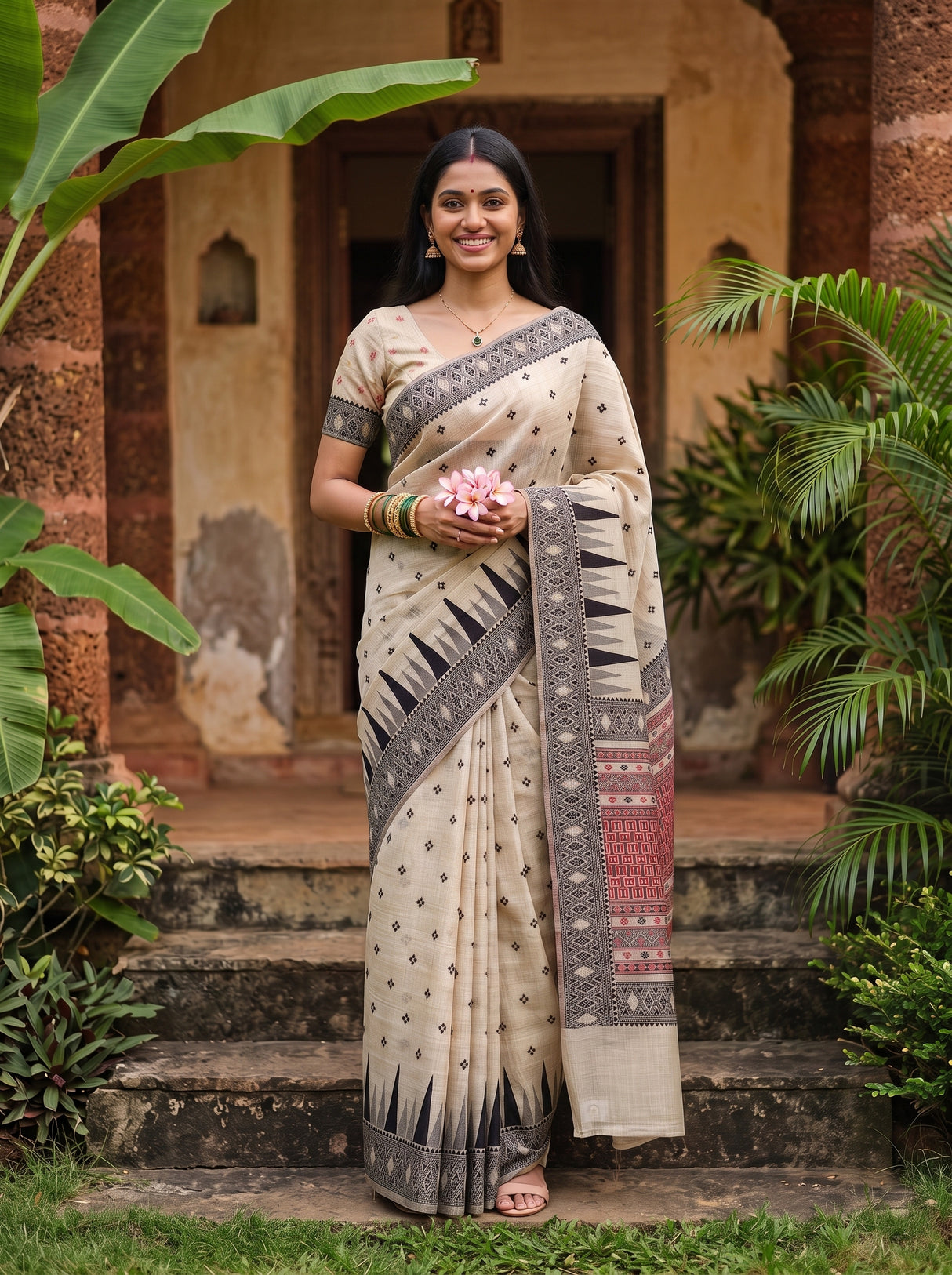 MIMOSA Half White Saree Saree — pose 8 styling detail