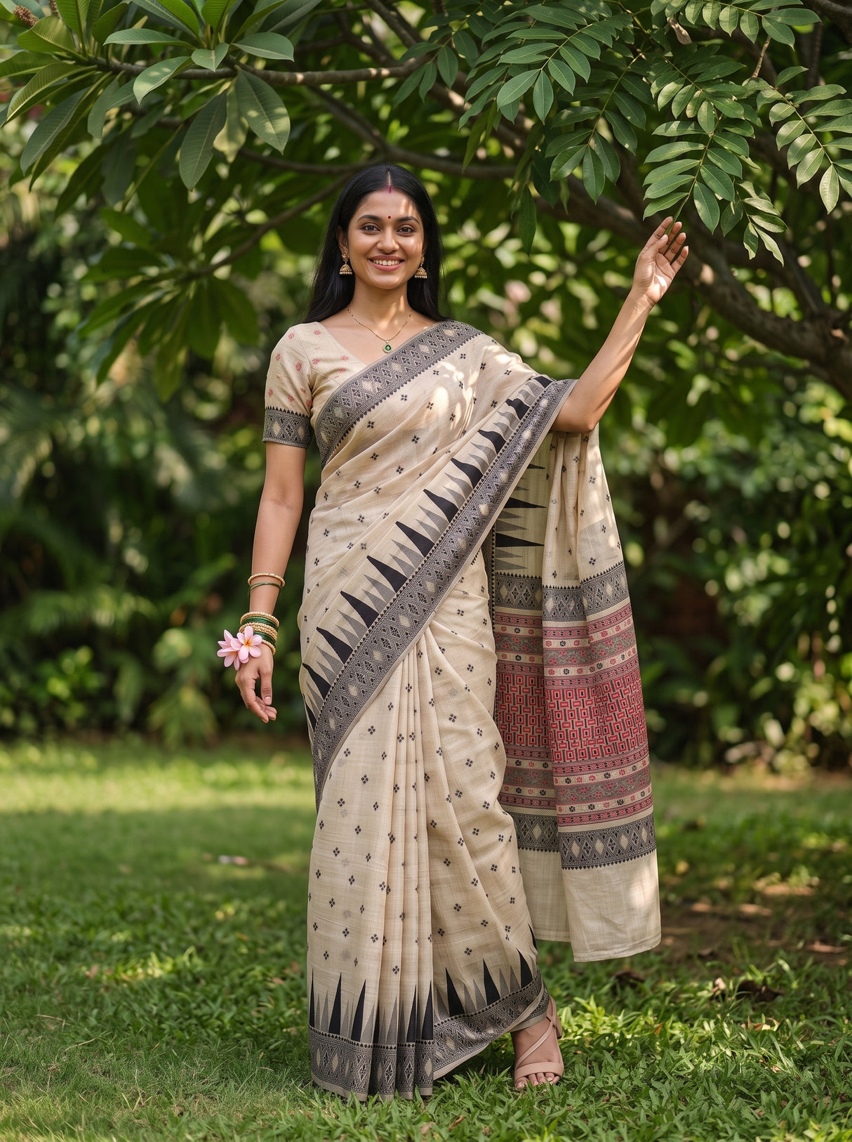 MIMOSA Half White Saree Saree — pose 9 styling detail