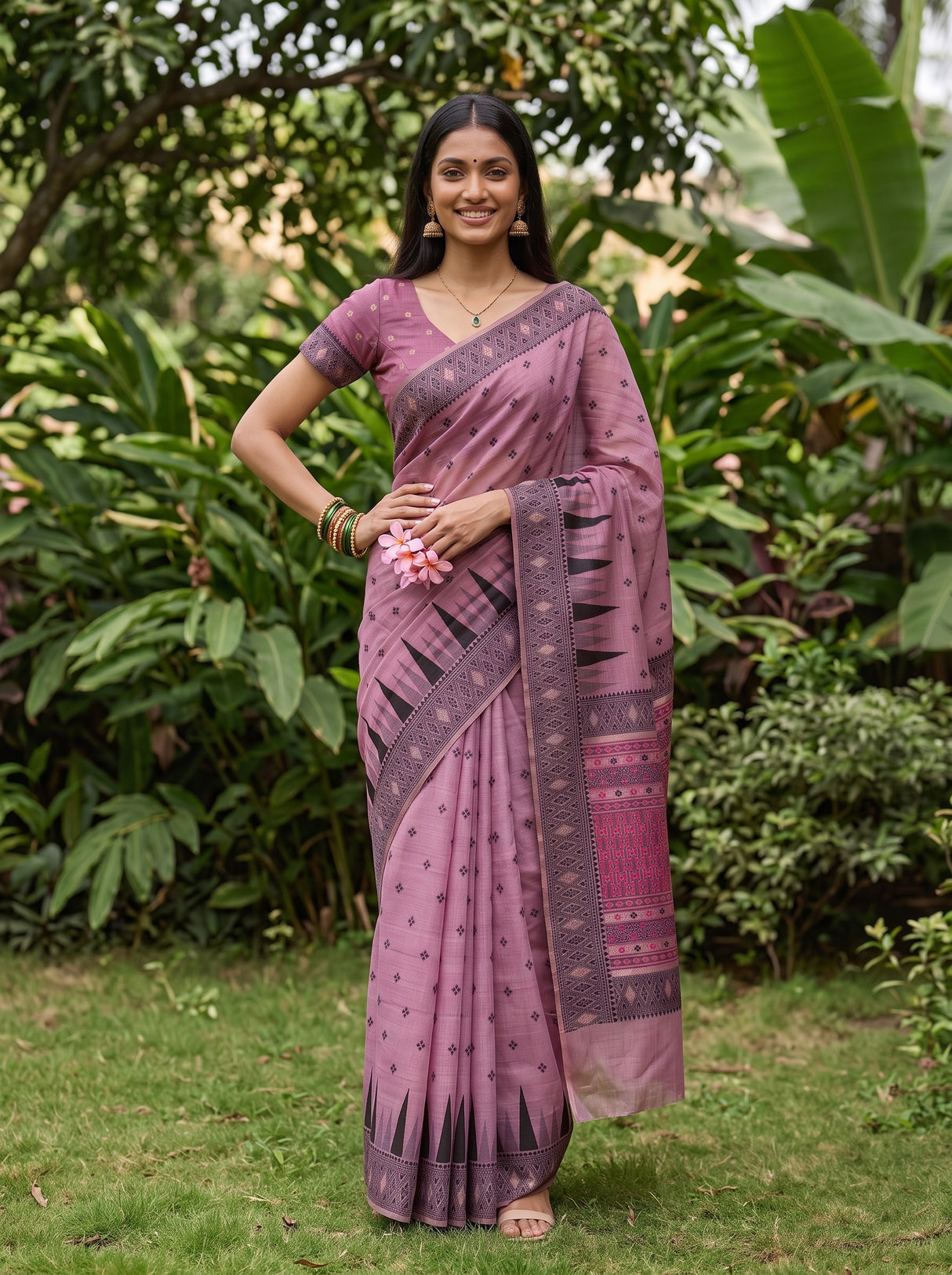 MIMOSA Pink Saree Saree — pose 4 styling detail
