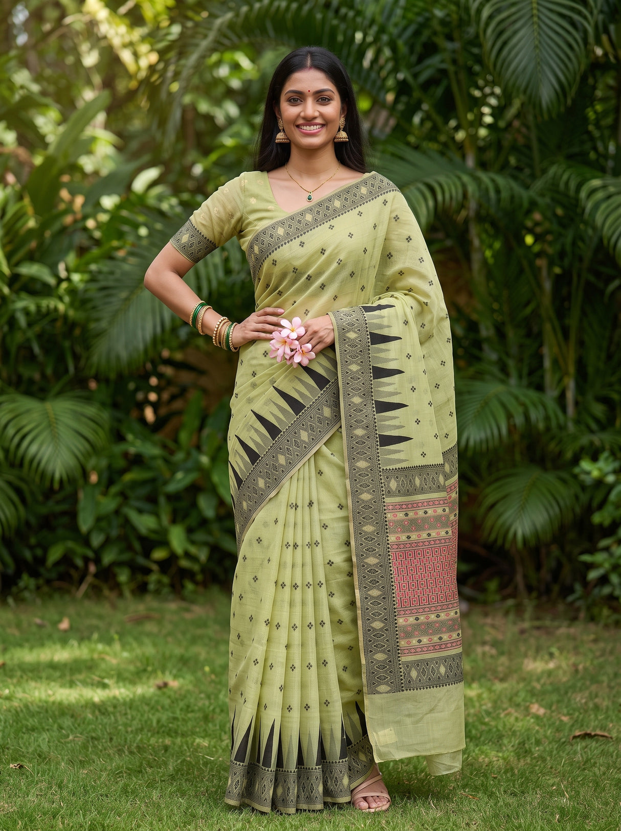 MIMOSA Pista Saree Saree — pose 4 styling detail
