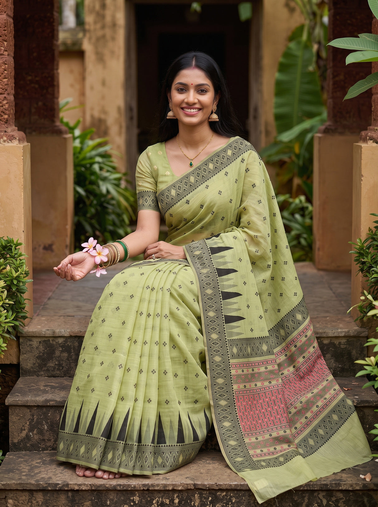 MIMOSA Pista Saree Saree — pose 8 styling detail