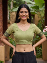 MIMOSA Pista Saree Saree — blouse close-up
