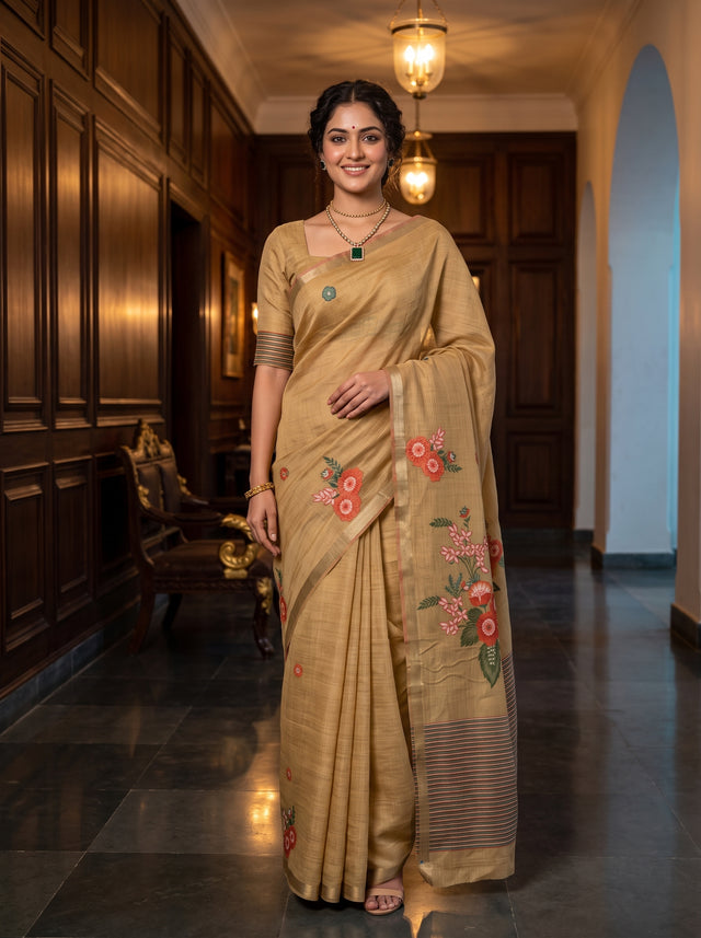 MIMOSA Chiku Saree Saree — front view on mannequin