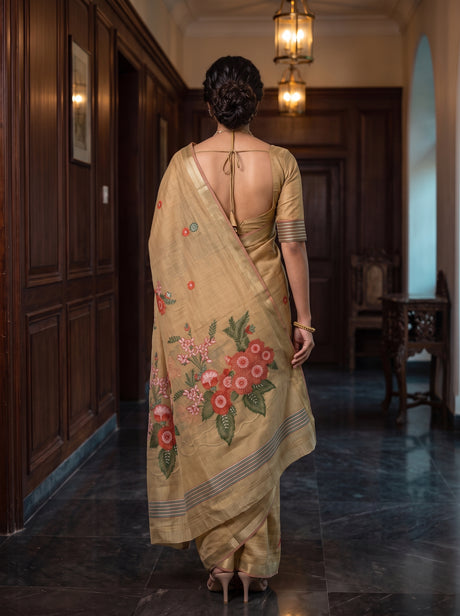 MIMOSA Chiku Saree Saree — pose 2 styling detail