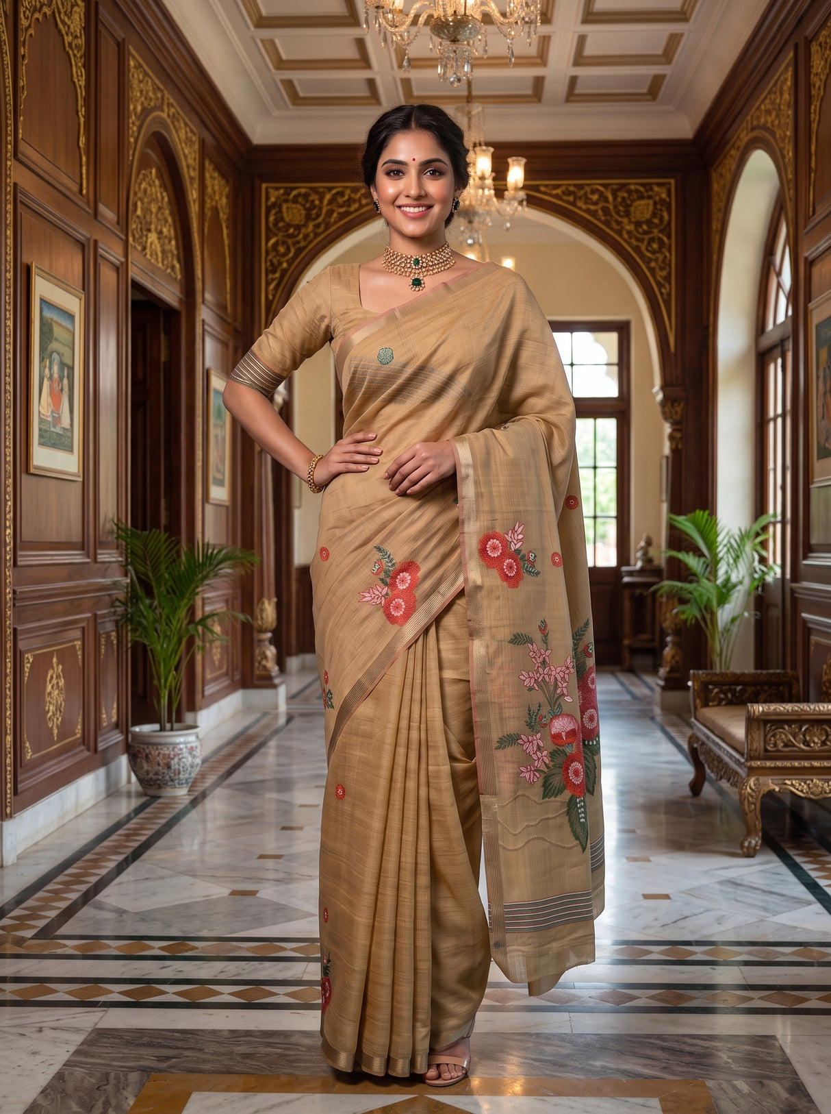MIMOSA Chiku Saree Saree — pose 4 styling detail