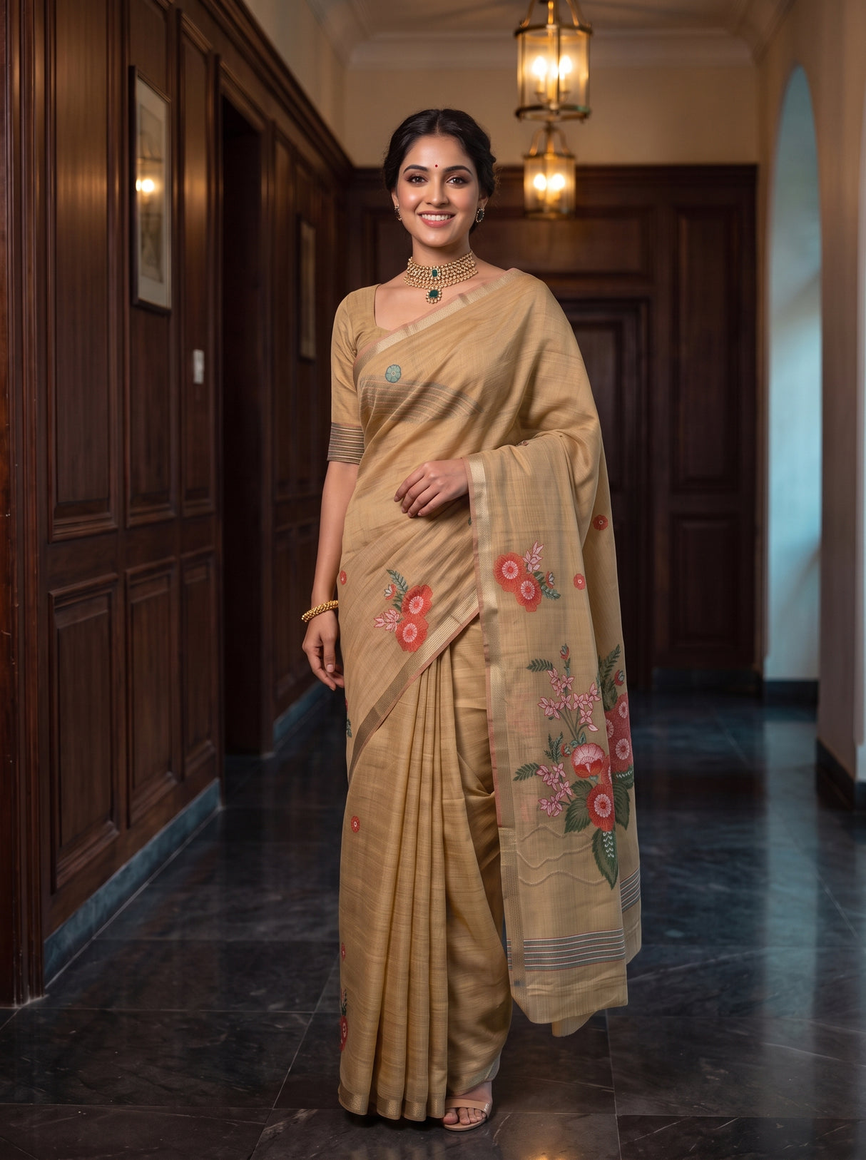 MIMOSA Chiku Saree Saree — pose 5 styling detail