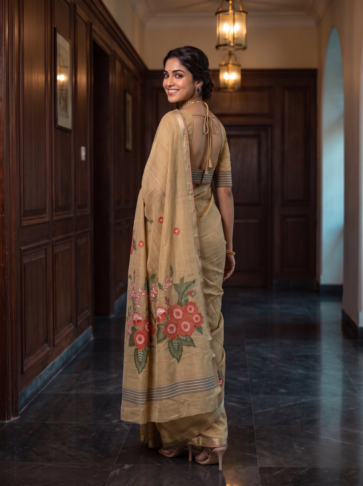 MIMOSA Chiku Saree Saree — pose 7 styling detail