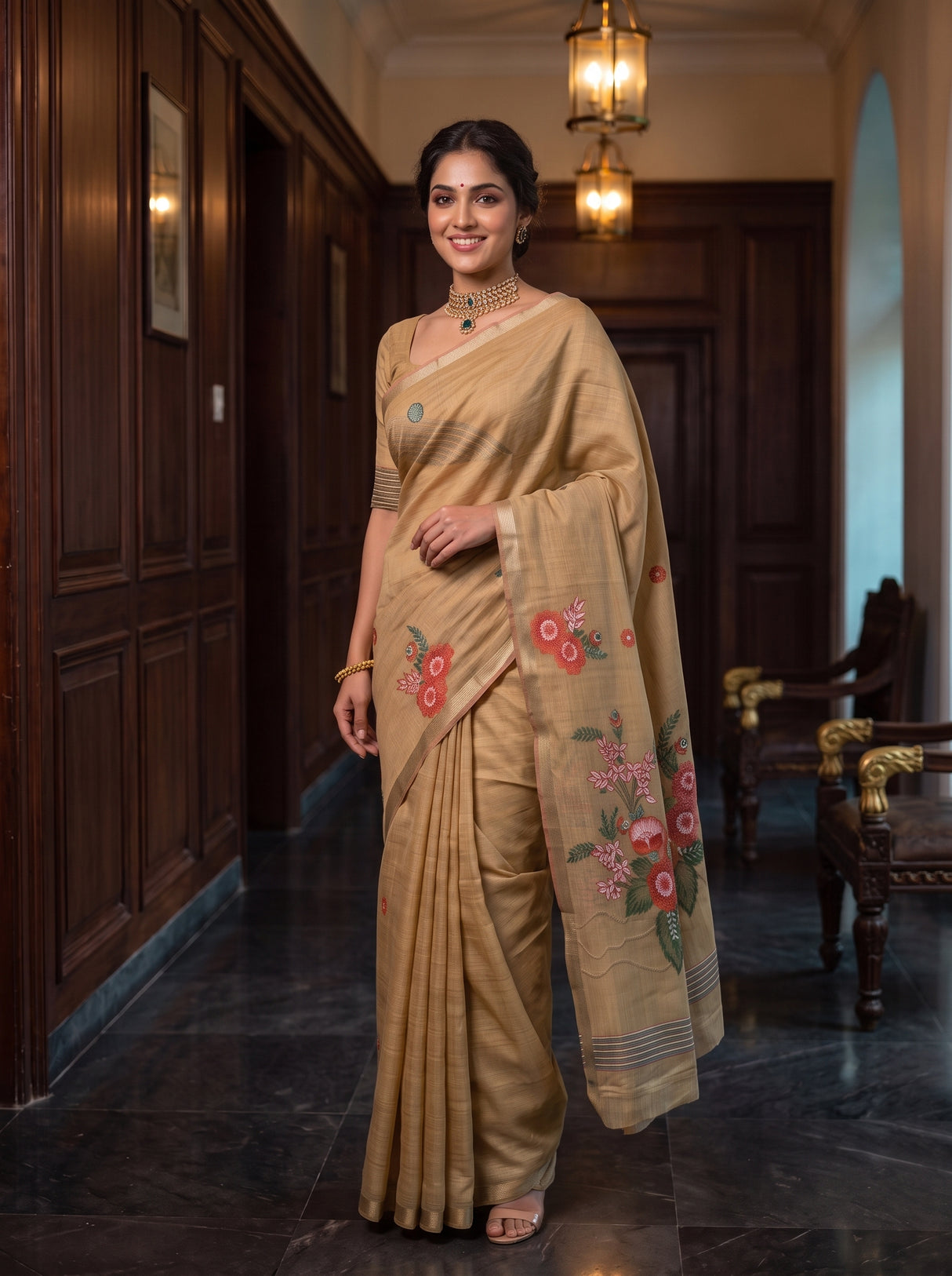 MIMOSA Chiku Saree Saree — pose 9 styling detail