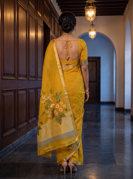 MIMOSA Gold Saree Saree — pose 2 styling detail