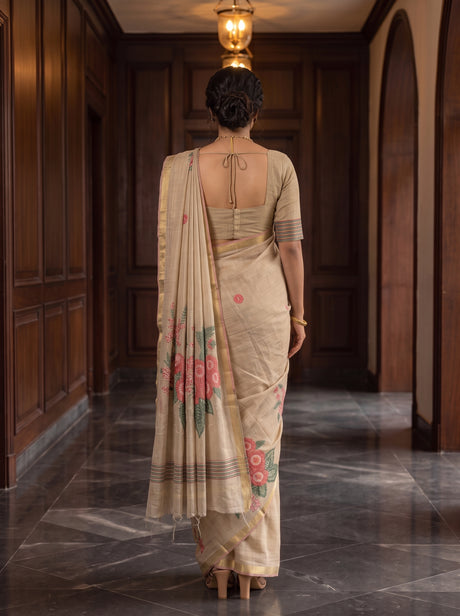 MIMOSA Half White Saree Saree — pose 2 styling detail