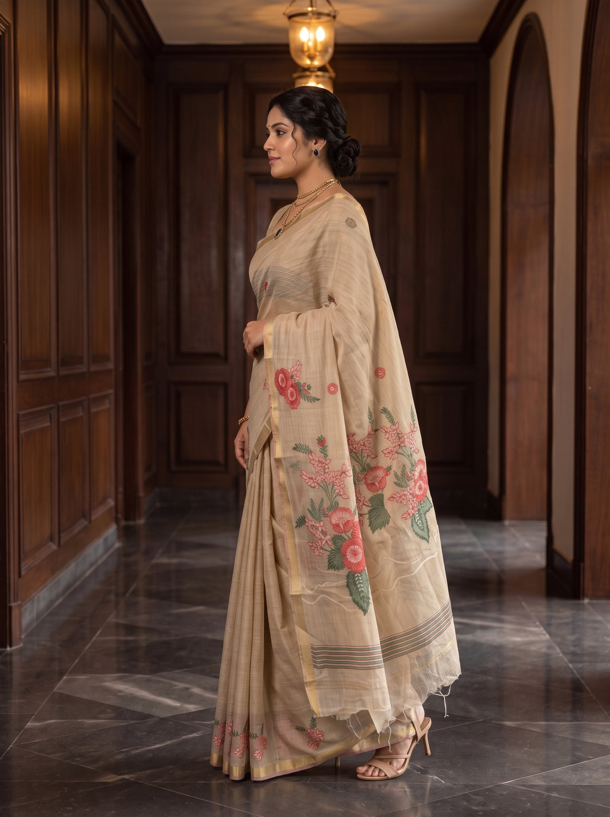 MIMOSA Half White Saree Saree — pose 3 styling detail