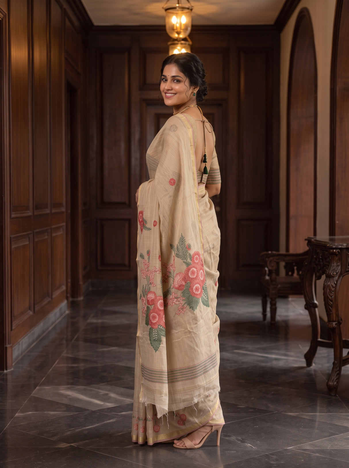 MIMOSA Half White Saree Saree — pose 5 styling detail