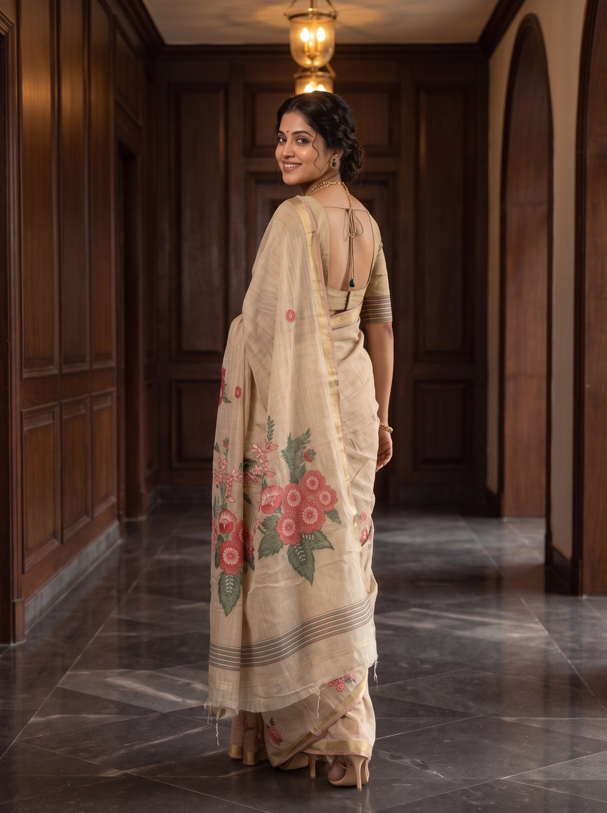 MIMOSA Half White Saree Saree — pose 7 styling detail