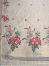 MIMOSA Half White Saree Saree — pallu and zari work detail