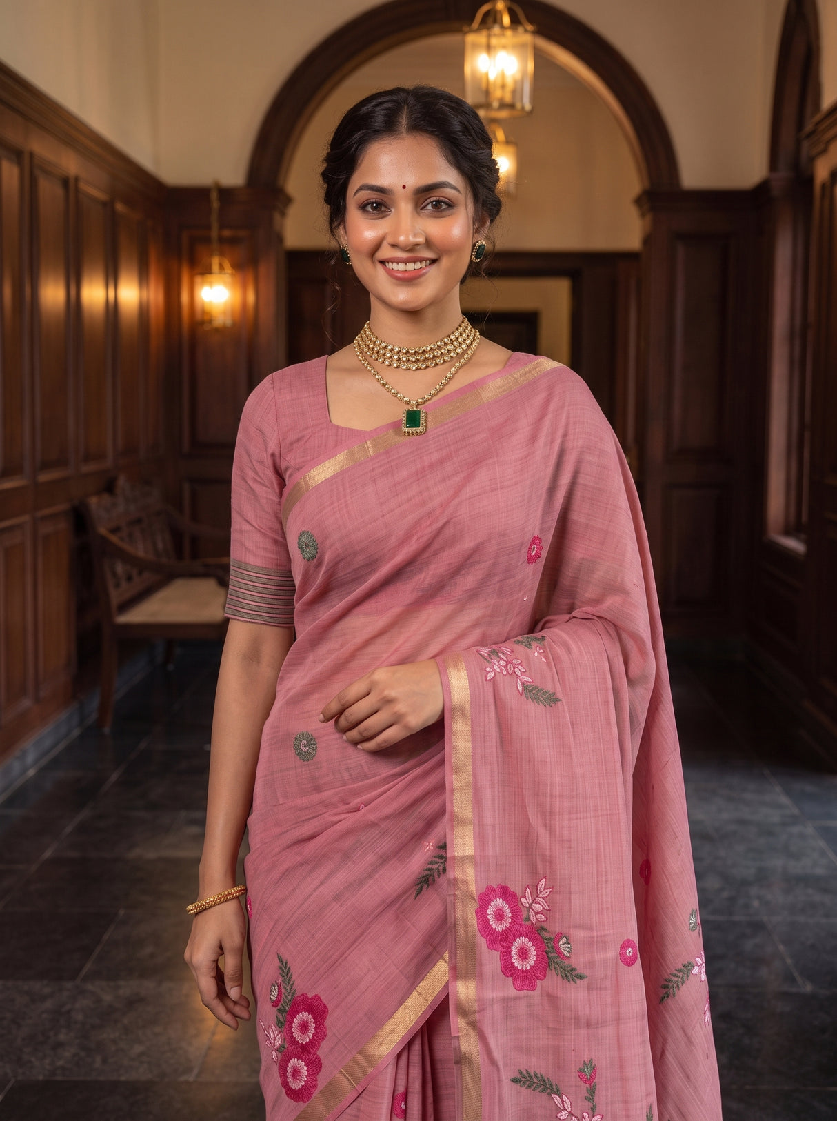 MIMOSA Pink Saree Saree — pose 10 styling detail