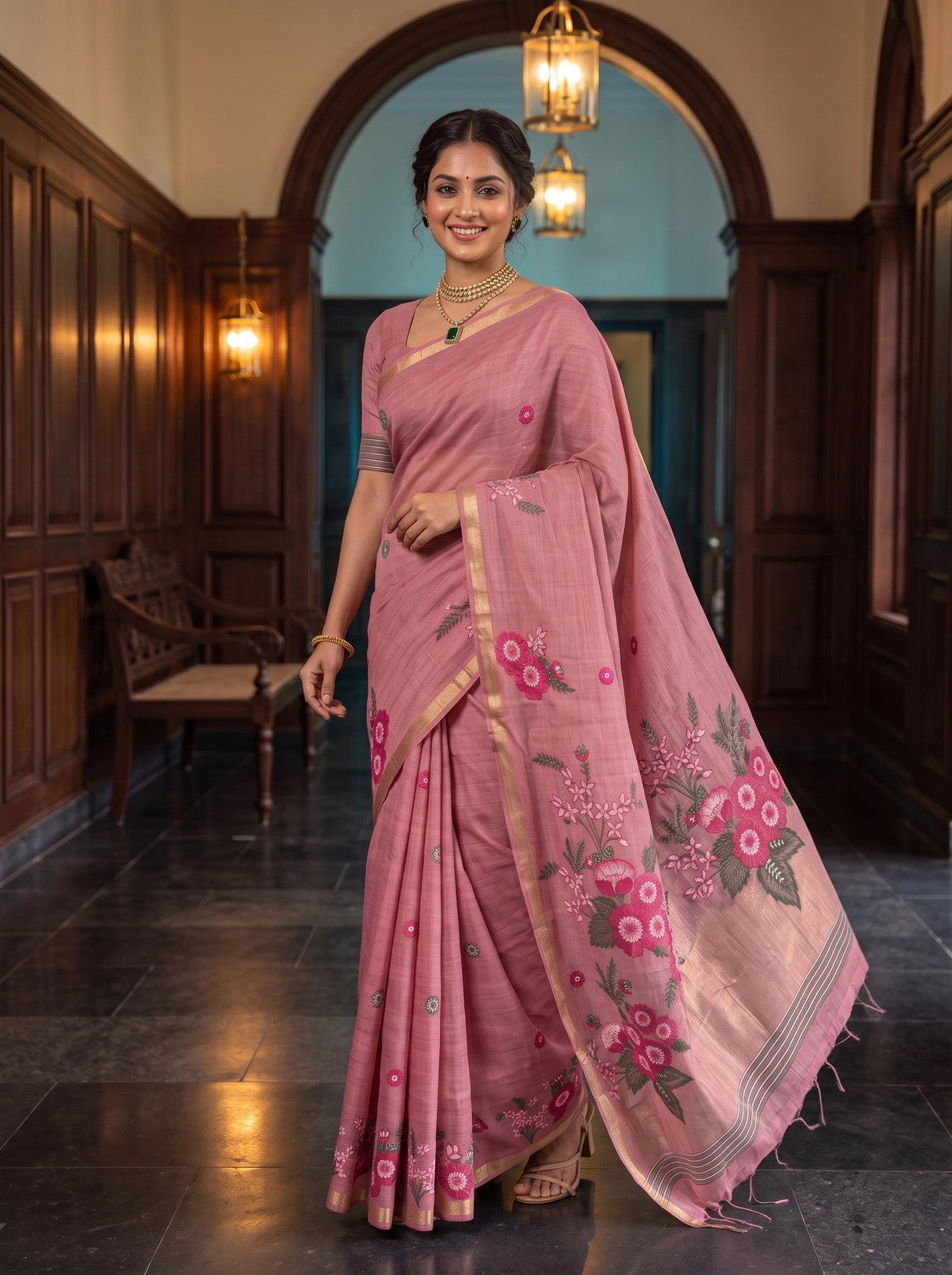 MIMOSA Pink Saree Saree — pose 9 styling detail