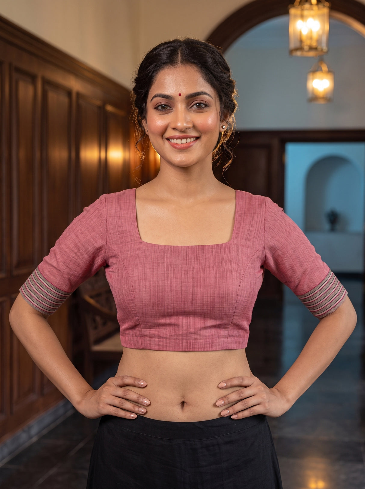 MIMOSA Pink Saree Saree — blouse close-up
