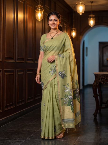 MIMOSA Pista Saree Saree — front view on mannequin