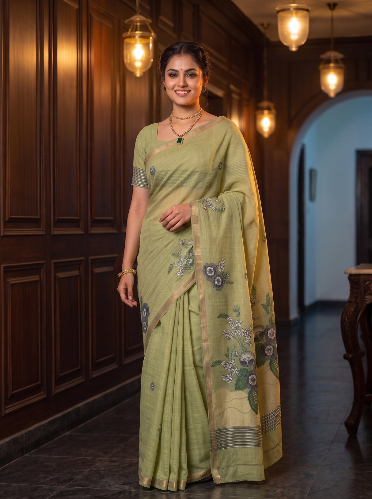 MIMOSA Pista Saree Saree — pose 10 styling detail