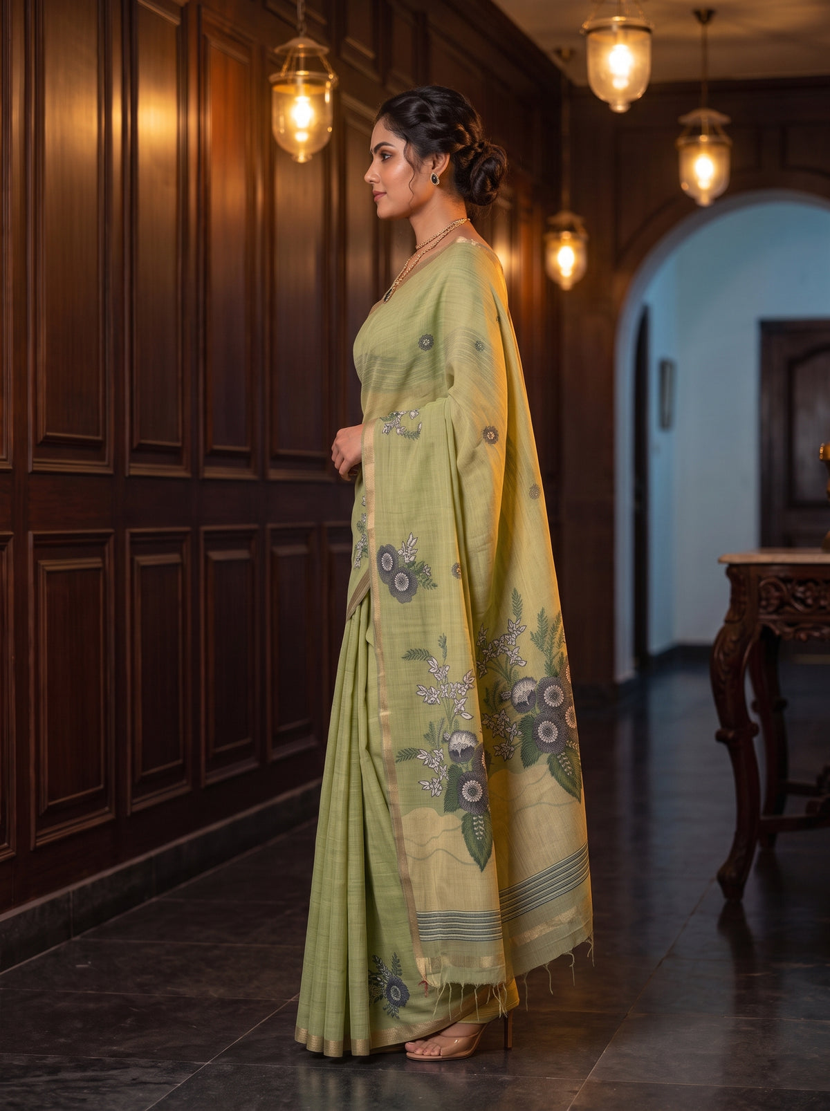 MIMOSA Pista Saree Saree — pose 3 styling detail