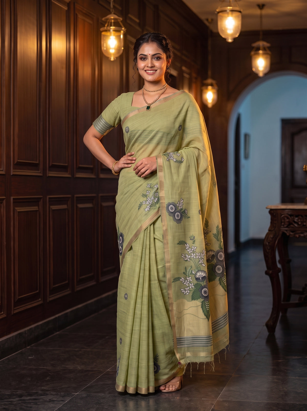 MIMOSA Pista Saree Saree — pose 4 styling detail