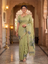 MIMOSA Pista Saree Saree — pose 6 styling detail