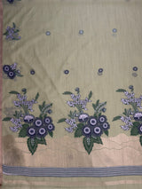 MIMOSA Pista Saree Saree — pallu and zari work detail