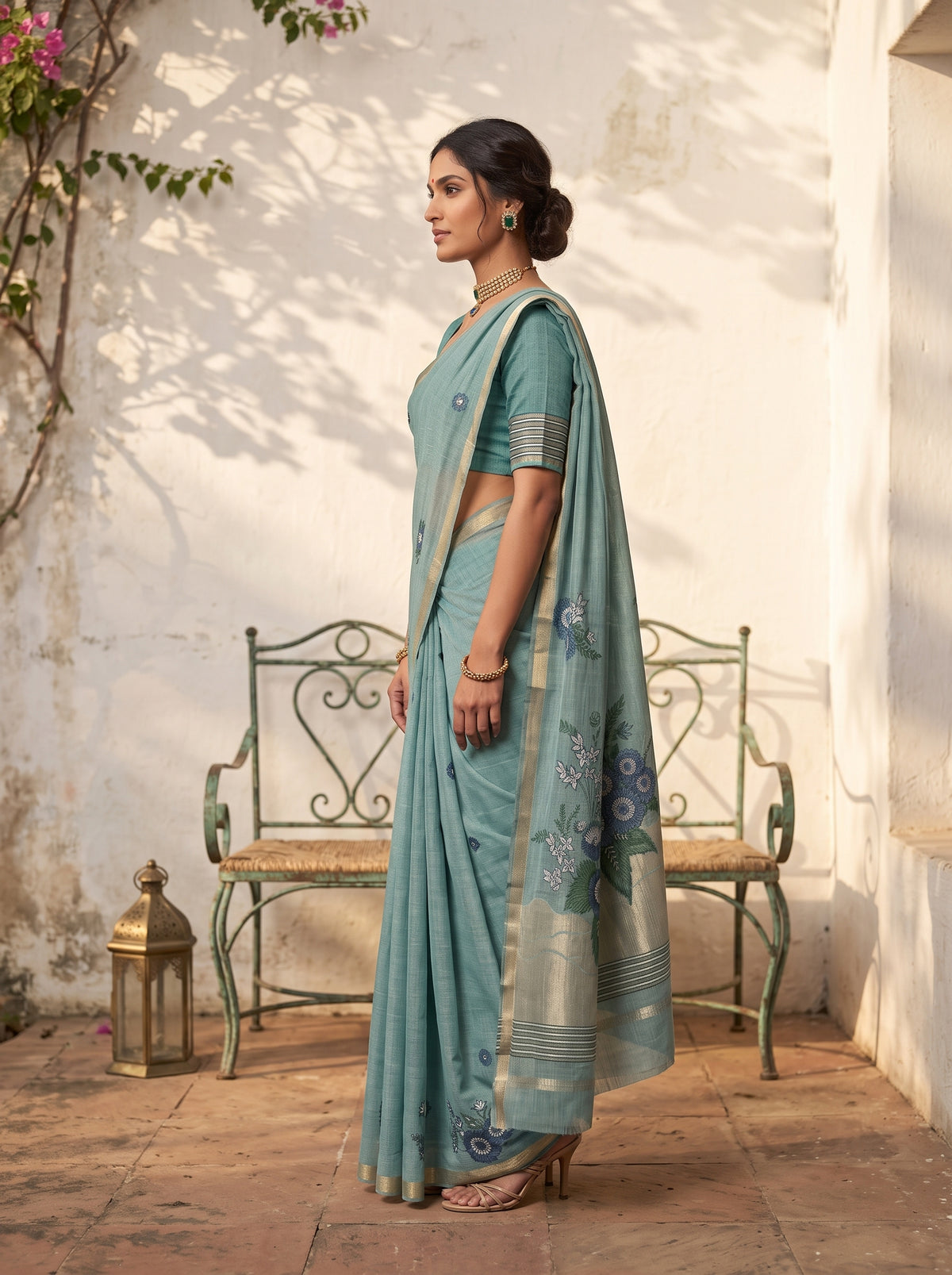 MIMOSA Sapphire Saree Saree — pose 3 styling detail