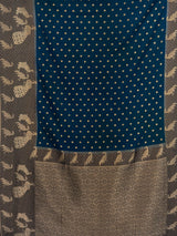 MIMOSA Blue Mysore Silk Crepe Saree — pallu and zari work detail