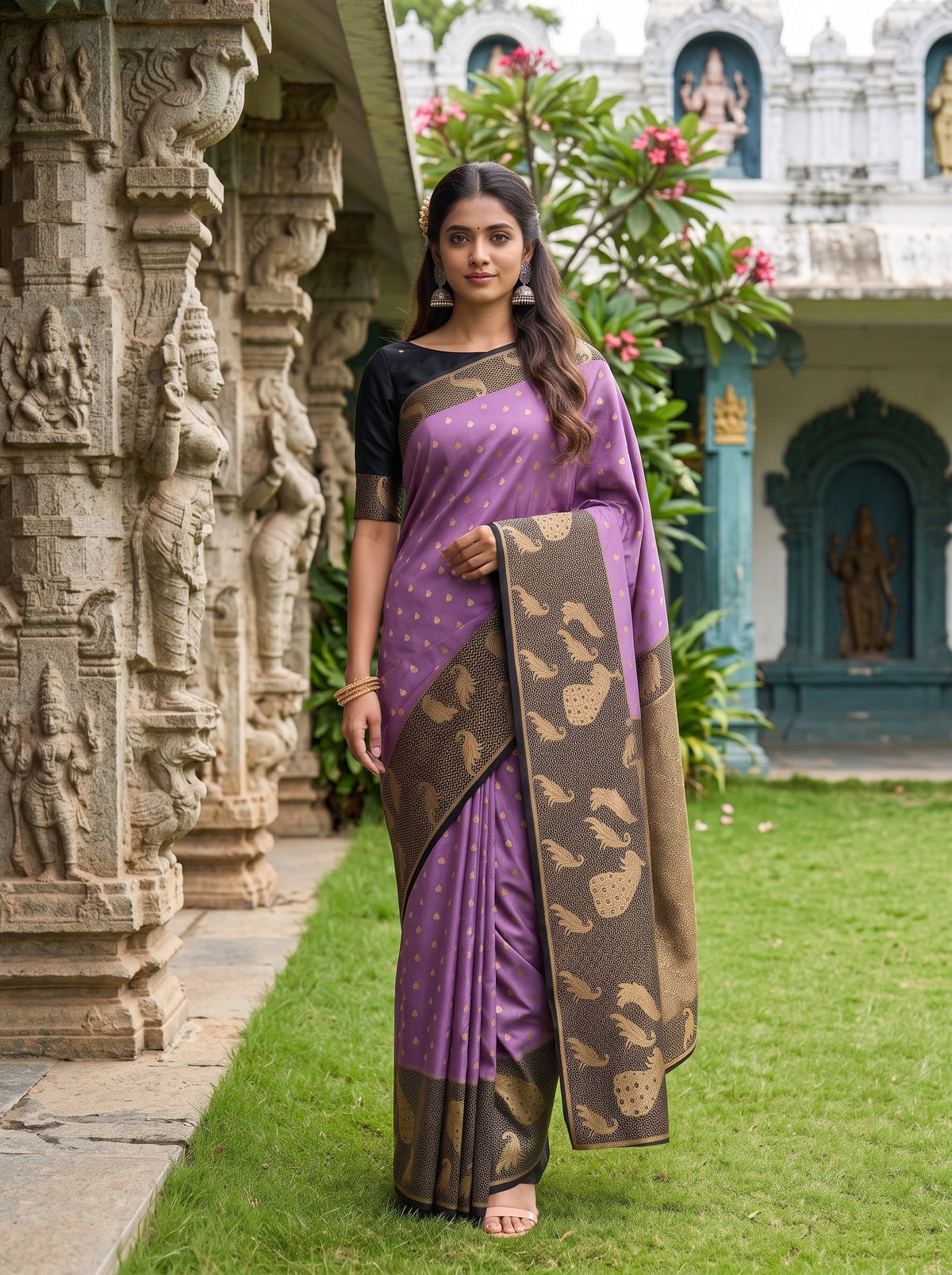 MIMOSA Lavender Mysore Silk Crepe Saree — pose 10 styling detail