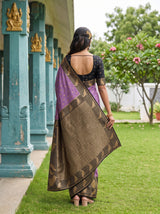 MIMOSA Lavender Mysore Silk Crepe Saree — Pallu and body detail