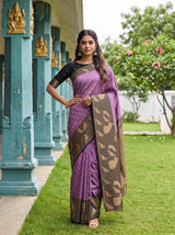 MIMOSA Lavender Mysore Silk Crepe Saree — pose 4 styling detail