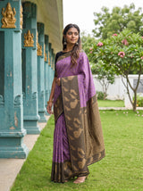 MIMOSA Lavender Mysore Silk Crepe Saree — pose 5 styling detail