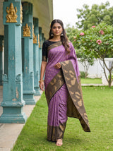 MIMOSA Lavender Mysore Silk Crepe Saree — pose 6 styling detail