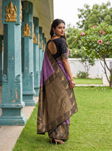 MIMOSA Lavender Mysore Silk Crepe Saree — pose 7 styling detail