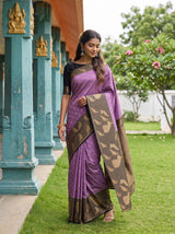 MIMOSA Lavender Mysore Silk Crepe Saree — pose 9 styling detail