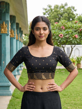 MIMOSA Lavender Mysore Silk Crepe Saree — blouse close-up