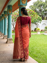 MIMOSA Peach Mysore Silk Crepe Saree — Pallu and body detail