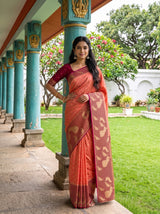 MIMOSA Peach Mysore Silk Crepe Saree — pose 4 styling detail